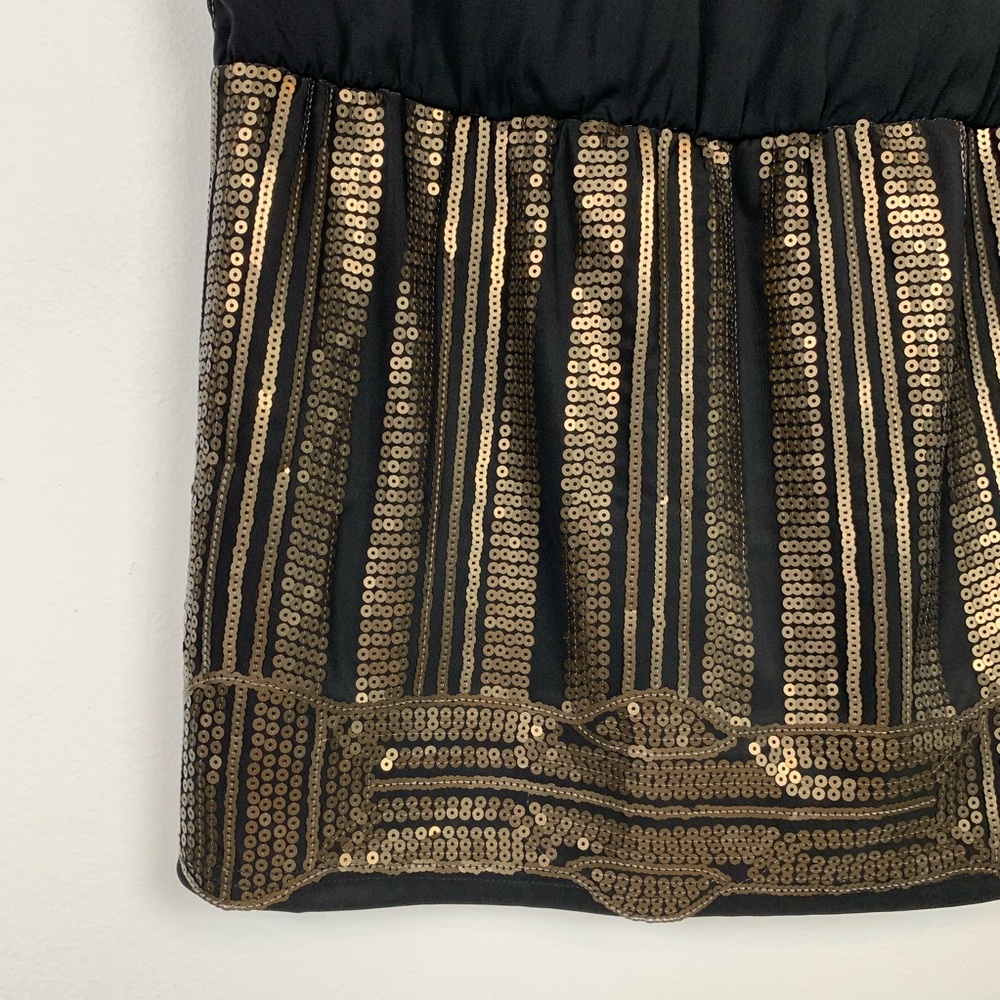 Francesca's Black Gold Sequin Drop Waist Dress - Picture 7 of 8